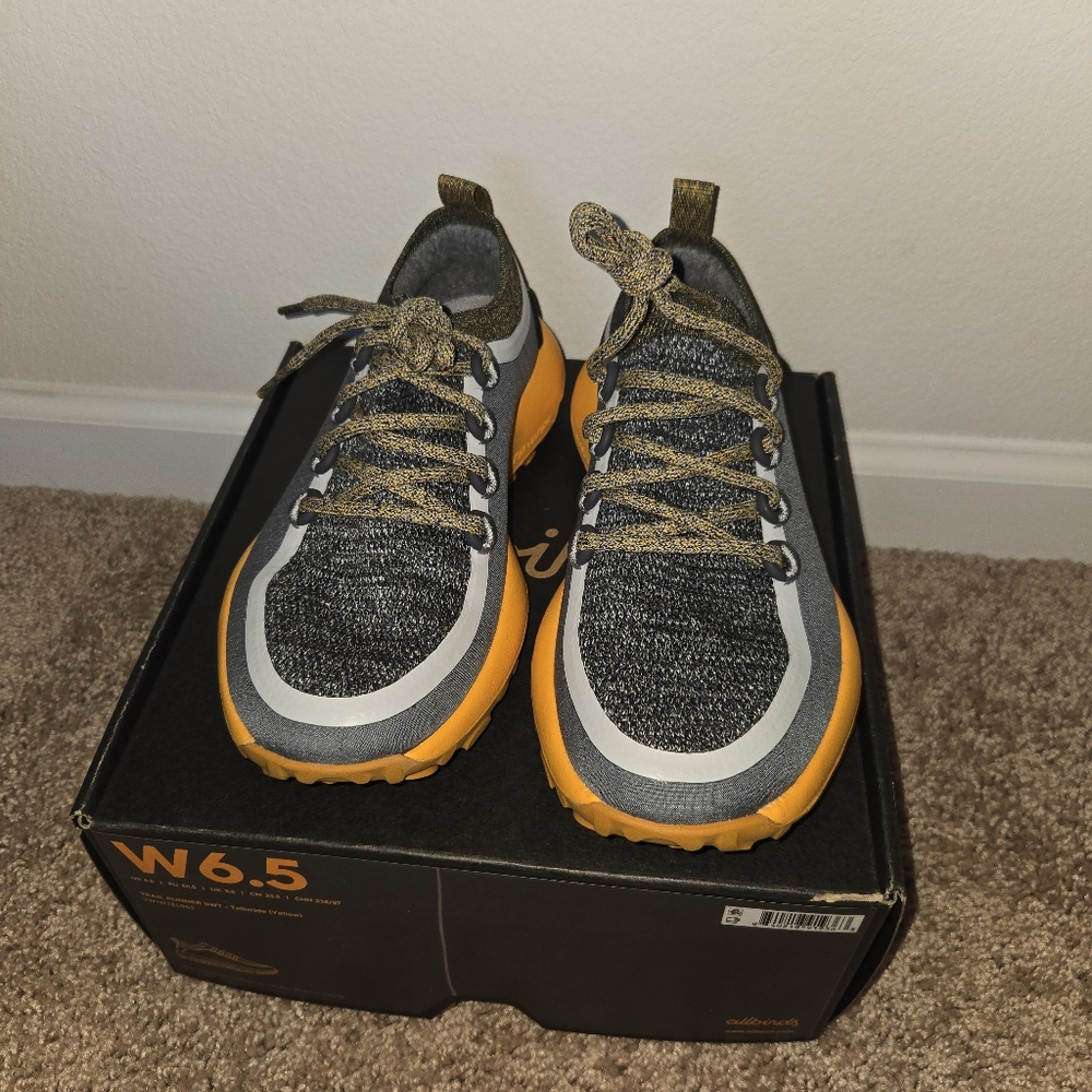 Allbirds Gray and Orange Sneakers with Mesh Upper